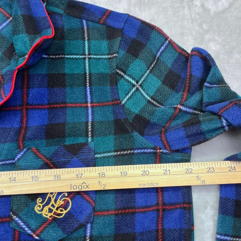 Lauren Ralph Lauren Blue Green Plaid Fleece Pajama‎ Intimate Top Women's Medium
